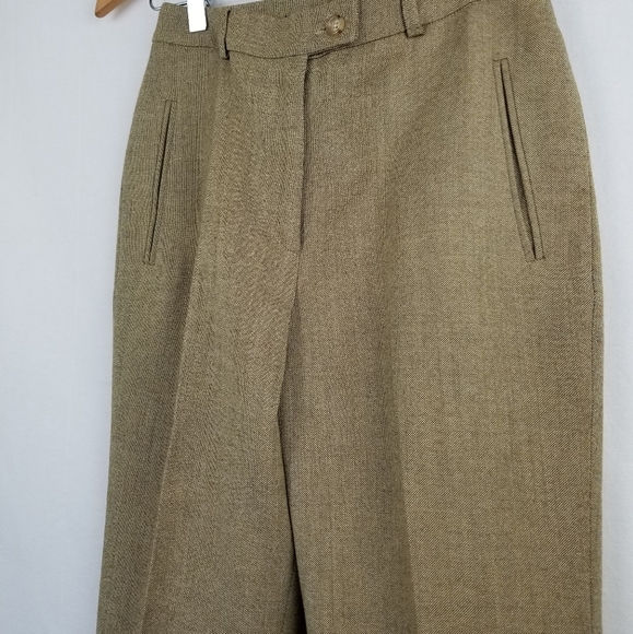Max Mara Weekend Tan Wool Straight Leg Welt Pocket Dress Pants Size 6 - Picture 3 of 10